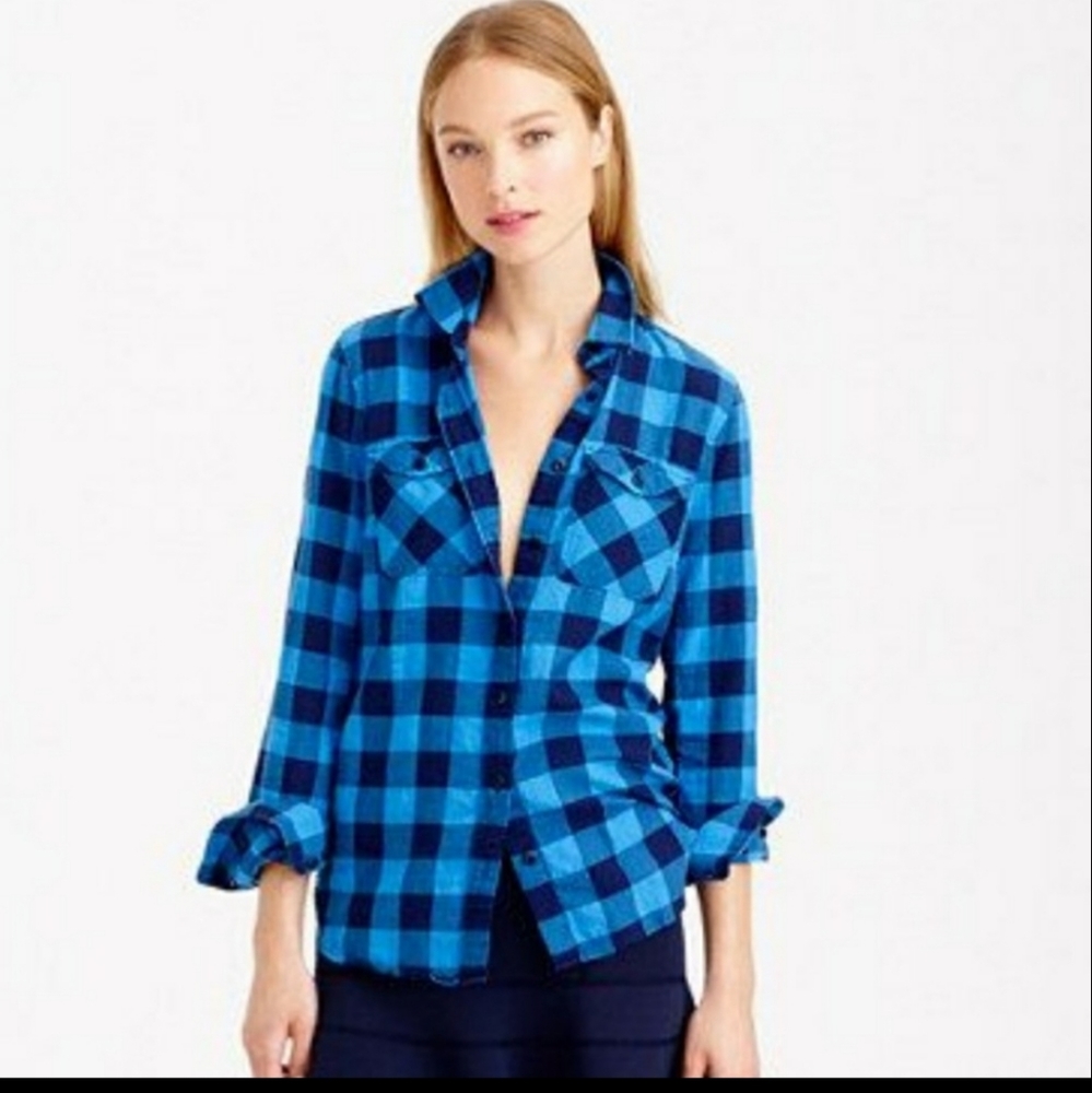 J Crew Flannel Shirt blue and Black
